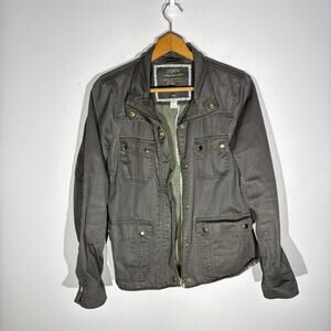 J. Crew Womens Relaxed Boyfriend Open Collar 100% Cotton Gray Field Jacket Sz M